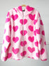 Pink heart pattern plush hooded sweater