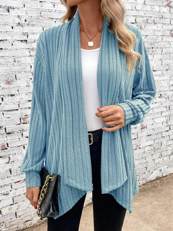 Langärmlige, lockere Cardigan-Jacke mit Grubenrevers