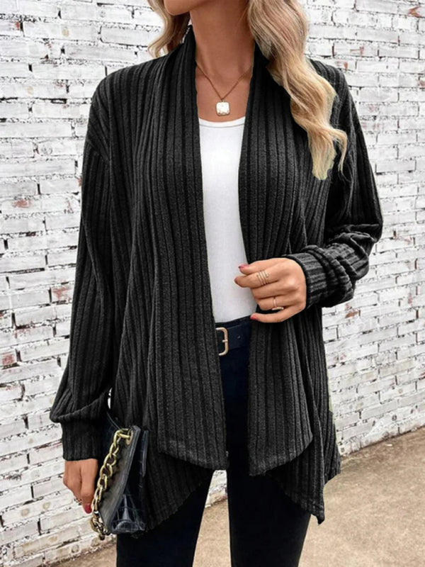 Langärmlige, lockere Cardigan-Jacke mit Grubenrevers