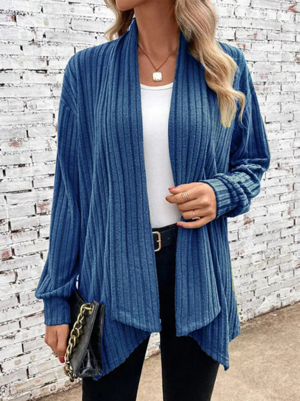 Langärmlige, lockere Cardigan-Jacke mit Grubenrevers