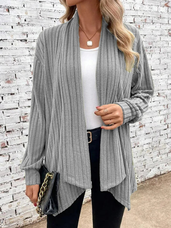 Langärmlige, lockere Cardigan-Jacke mit Grubenrevers