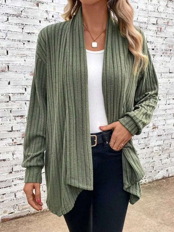 Langärmlige, lockere Cardigan-Jacke mit Grubenrevers