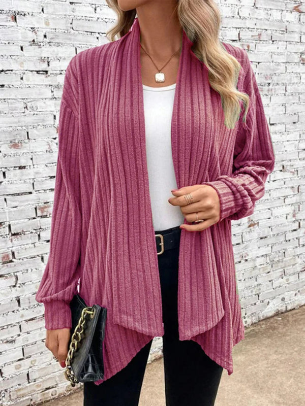 Langärmlige, lockere Cardigan-Jacke mit Grubenrevers