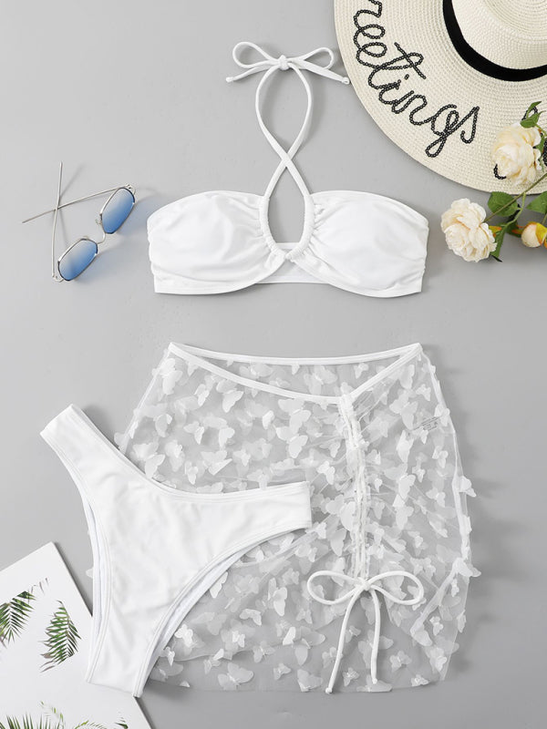 Maillot de bain trois pièces, jupe, bikini fendu, sexy, à bretelles, pour femmes, nouvelle collection