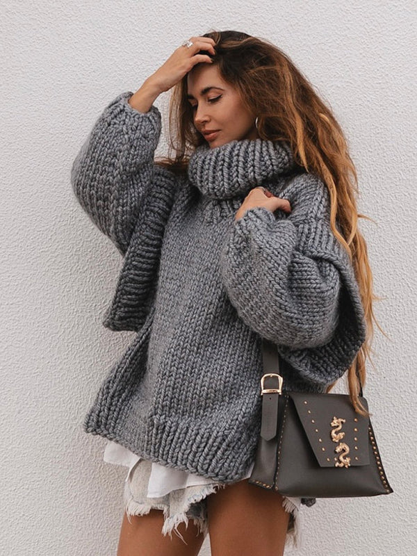 Pull à manches longues et col roulé pour femme, pull moelleux, nouvelle collection