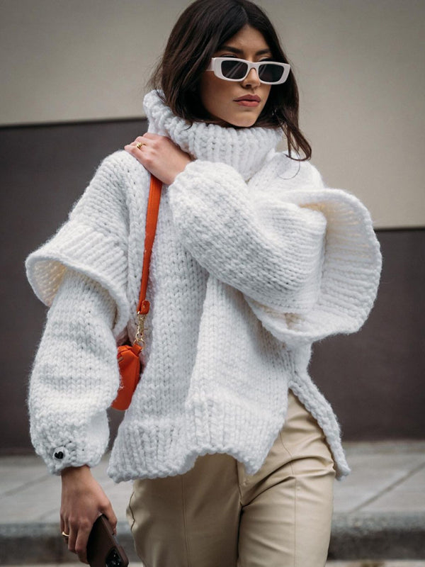 Pull à manches longues et col roulé pour femme, pull moelleux, nouvelle collection