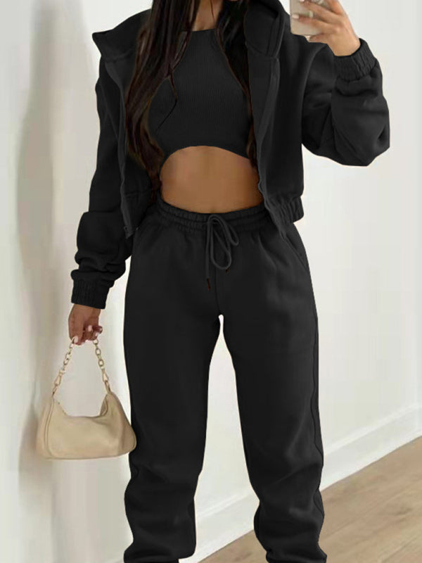 Damen neuer Samt-Sweatshirt mit Kapuze, sportliche Mode, lässiger Anzug