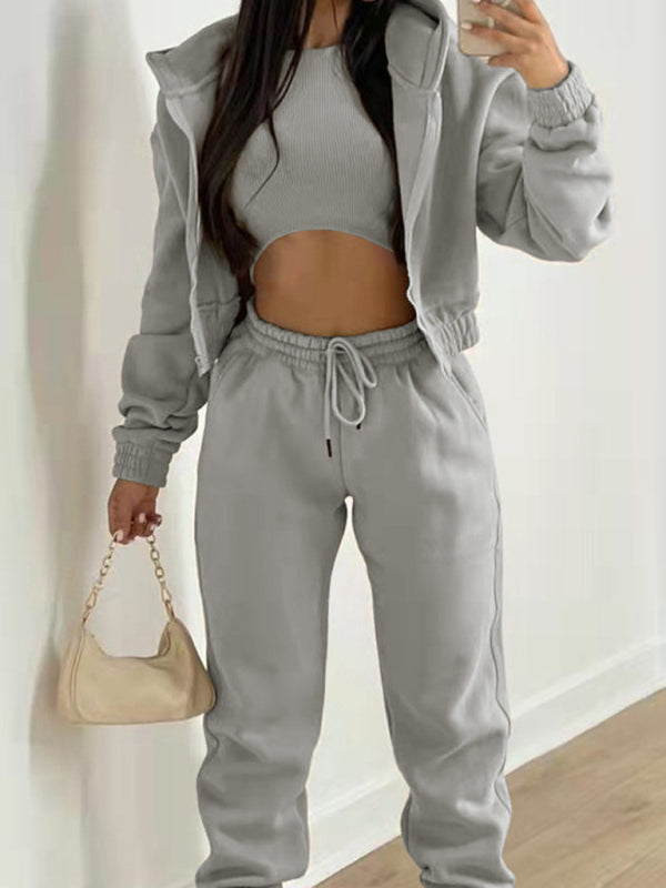Damen neuer Samt-Sweatshirt mit Kapuze, sportliche Mode, lässiger Anzug
