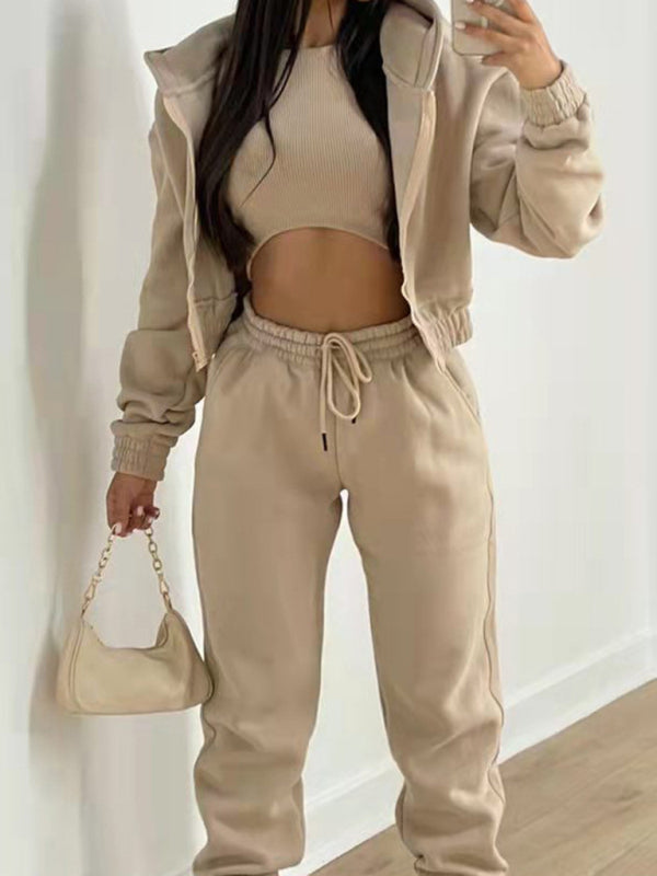Damen neuer Samt-Sweatshirt mit Kapuze, sportliche Mode, lässiger Anzug