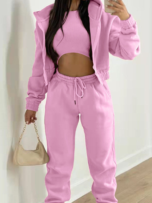 Damen neuer Samt-Sweatshirt mit Kapuze, sportliche Mode, lässiger Anzug