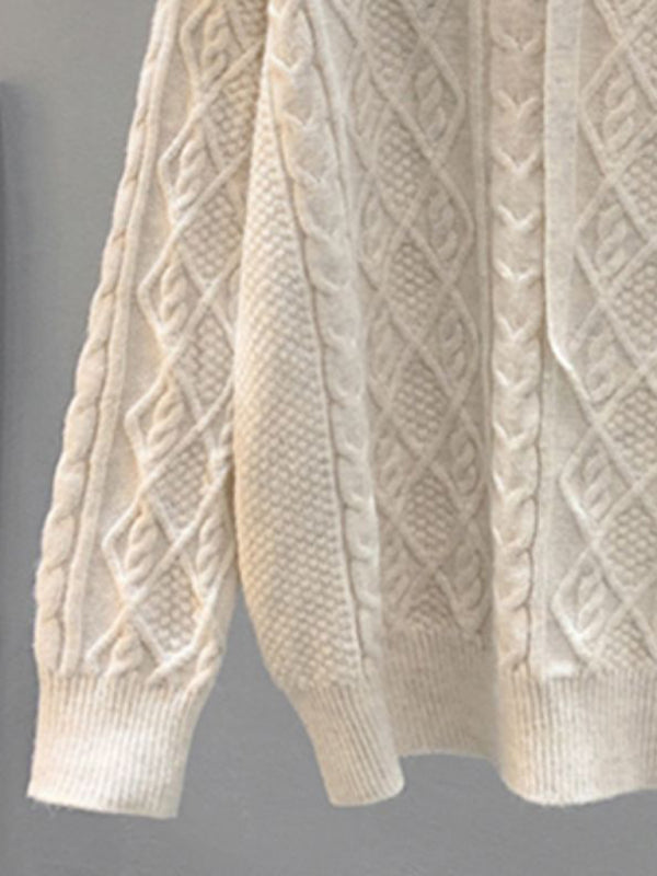 Locker gestrickter Damenpullover mit Kapuze