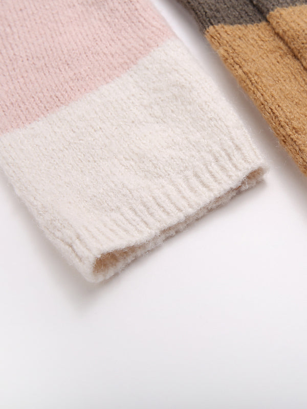 Damen-Strickjacke mit kontrastfarbenen Streifen