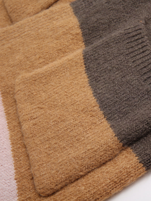 Damen-Strickjacke mit kontrastfarbenen Streifen