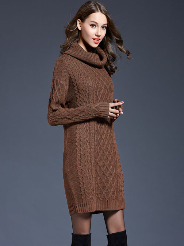 Robe pull ample à col roulé et manches longues pour femmes
