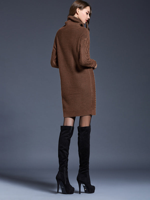 Robe pull ample à col roulé et manches longues pour femmes