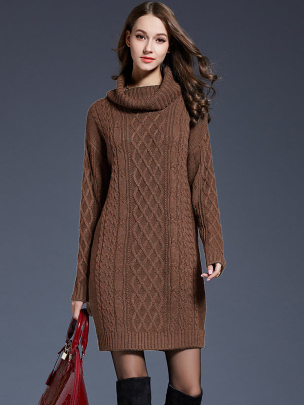 Robe pull ample à col roulé et manches longues pour femmes