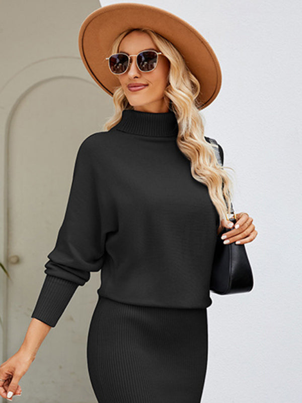 Rollkragenpulloverkleid für Damen mit langen Ärmeln und schmaler Passform