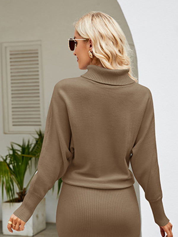 Rollkragenpulloverkleid für Damen mit langen Ärmeln und schmaler Passform