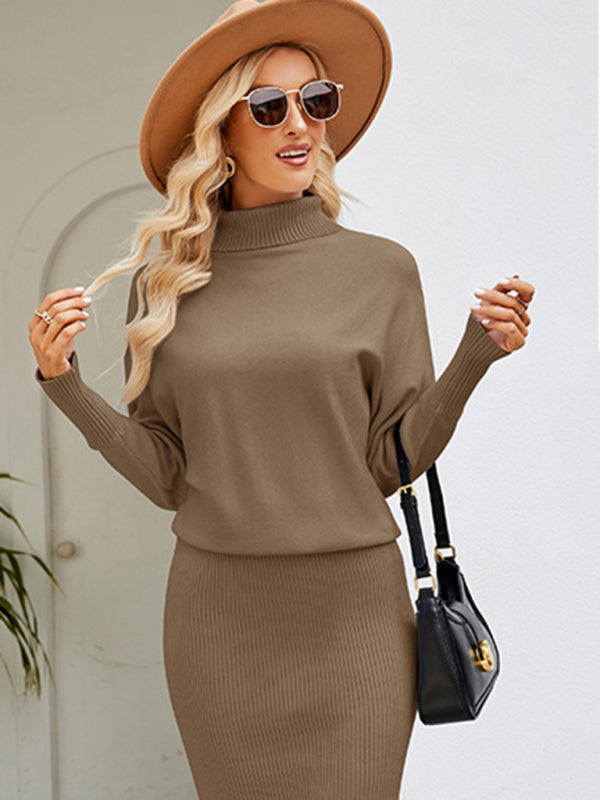 Rollkragenpulloverkleid für Damen mit langen Ärmeln und schmaler Passform