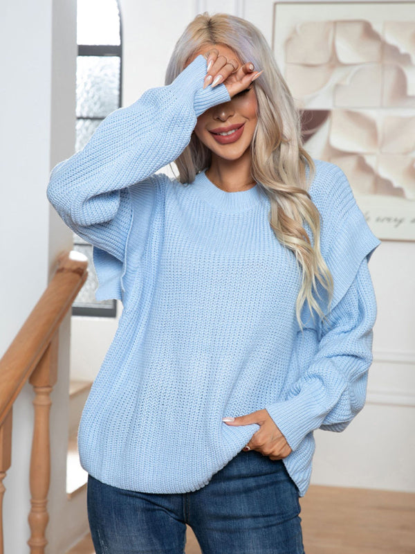 Pull tricoté ample à manches longues et épaules tombantes pour femmes, nouveau Style
