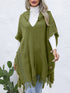 Green V-tie hooded pullover sweater vest cloak