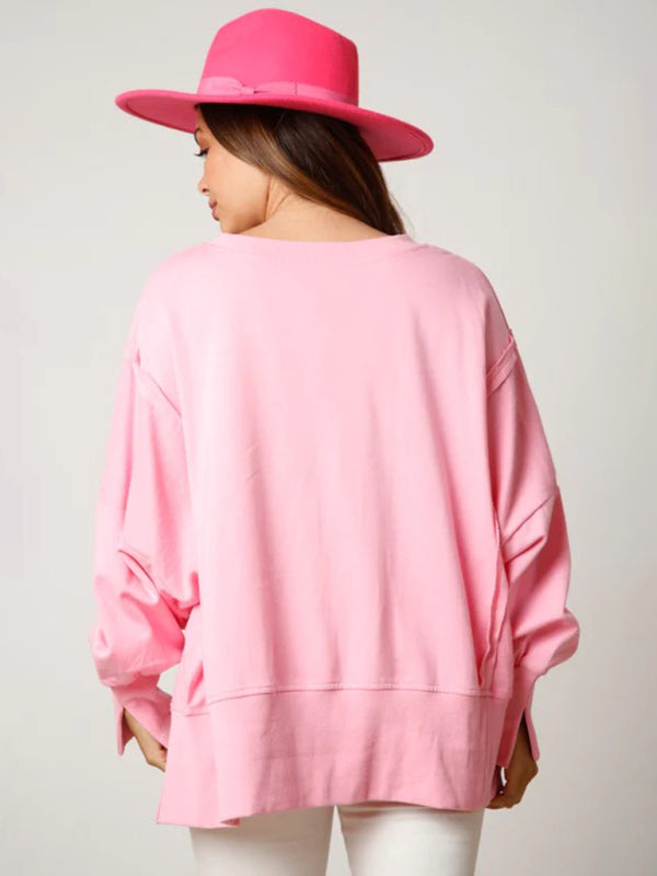 Sweat-shirt de noël à manches longues pour femmes, haut polyvalent épais à paillettes douces