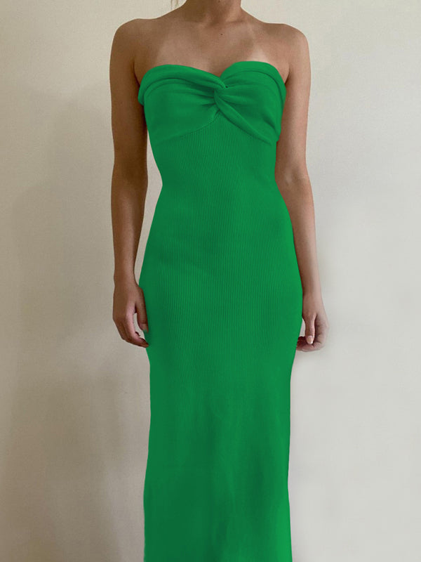 Robe en laine tricotée sans bretelles, nouveau style, à la mode et sexy