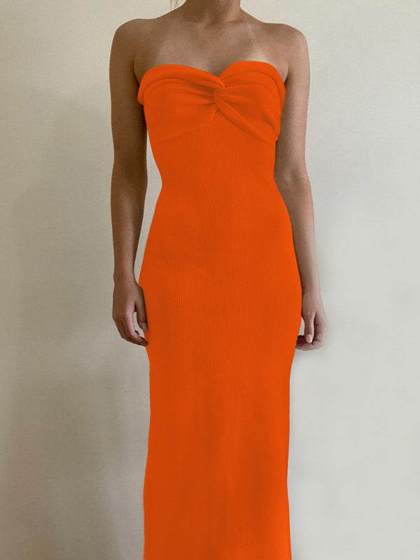 Robe en laine tricotée sans bretelles, nouveau style, à la mode et sexy