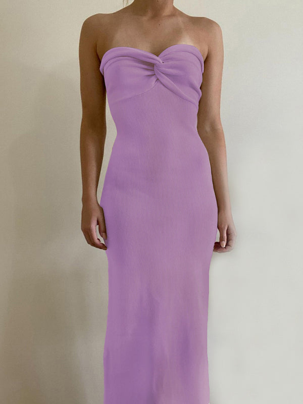 Robe en laine tricotée sans bretelles, nouveau style, à la mode et sexy