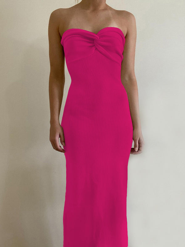 Robe en laine tricotée sans bretelles, nouveau style, à la mode et sexy