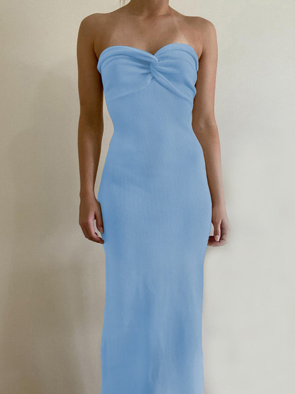 Robe en laine tricotée sans bretelles, nouveau style, à la mode et sexy