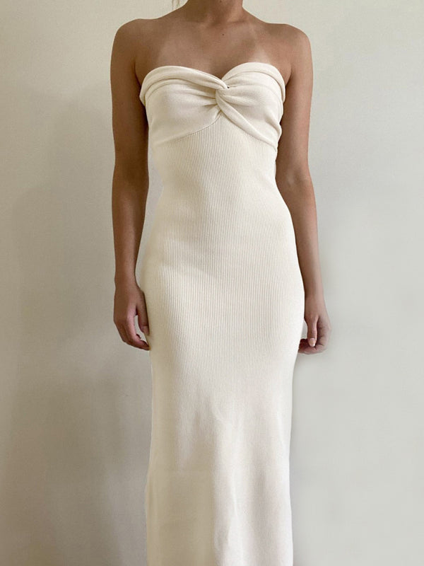 Robe en laine tricotée sans bretelles, nouveau style, à la mode et sexy