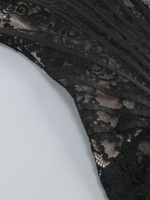 Robe tube sexy en dentelle transparente à la taille pour femmes