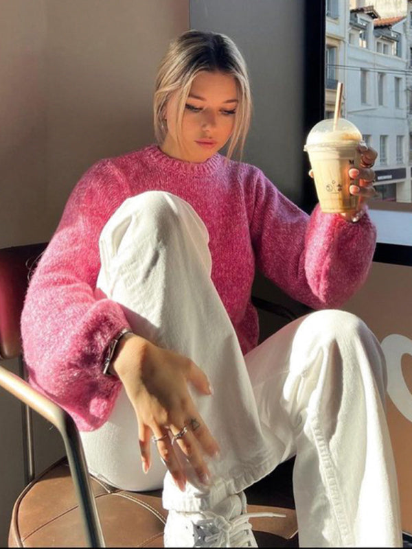 Pull sexy à bretelles, col rond, manches longues, dos nu, court, polyvalent, haut pour fille