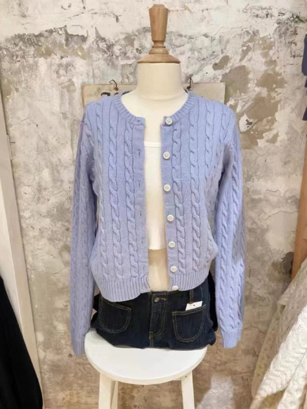 Einreihiger Damen-Strickcardigan mit Retro-Twist