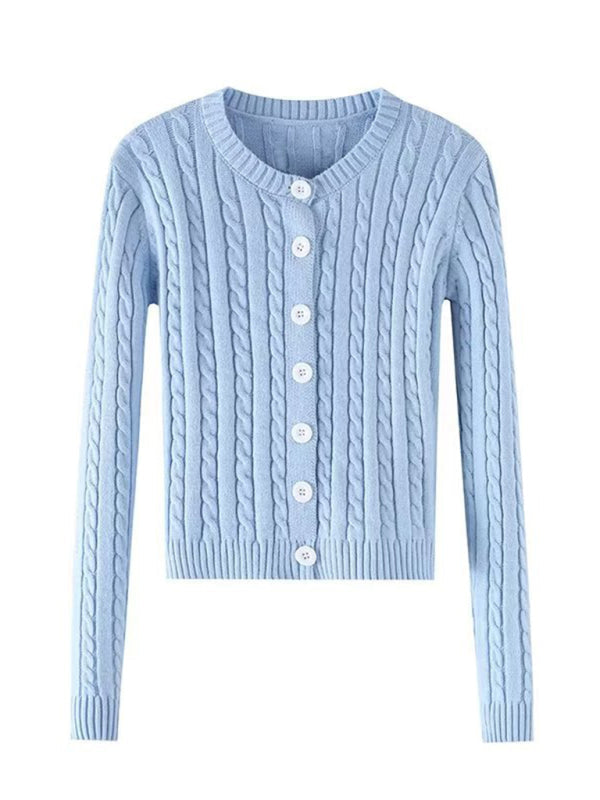 Einreihiger Damen-Strickcardigan mit Retro-Twist