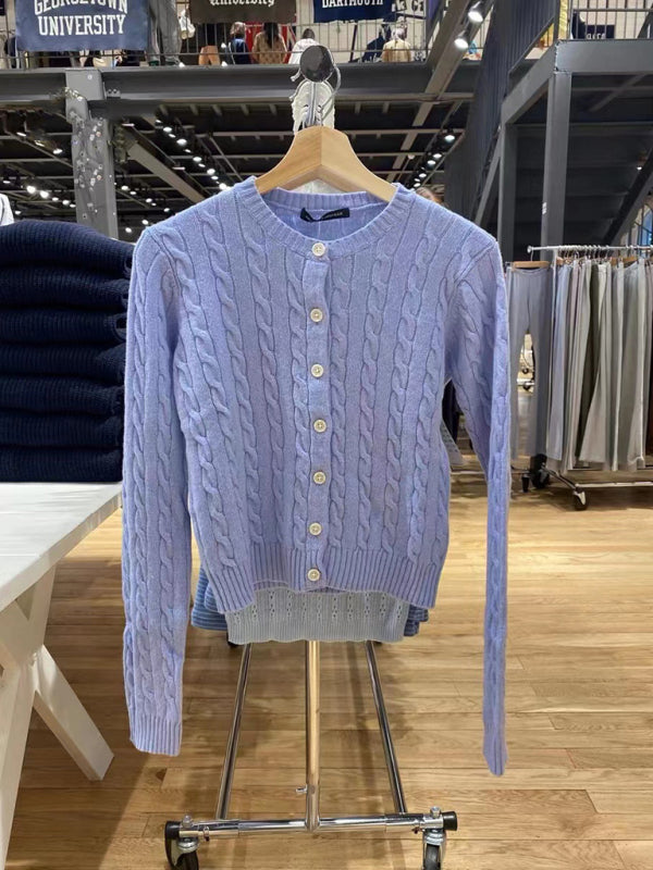 Einreihiger Damen-Strickcardigan mit Retro-Twist