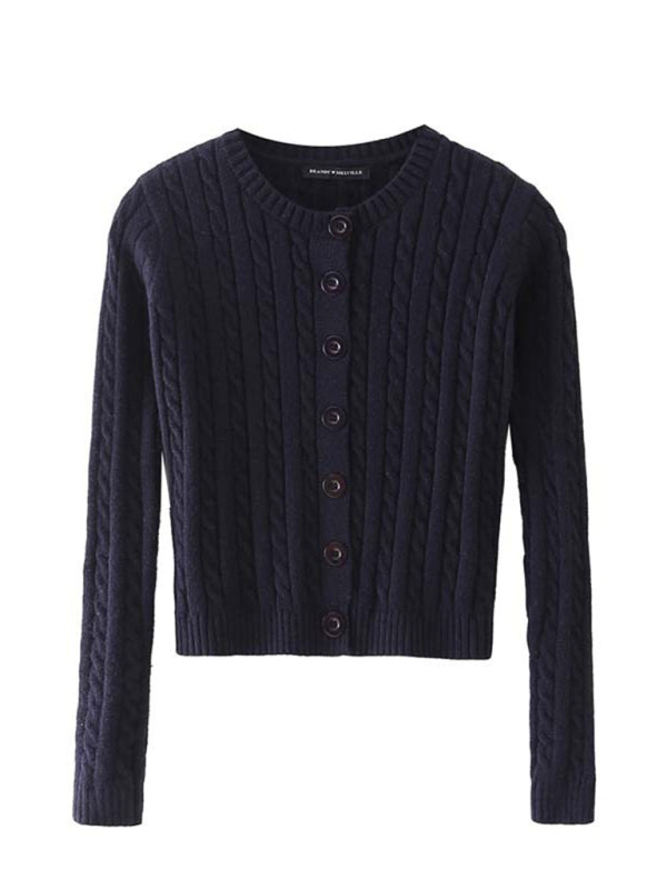 Einreihiger Damen-Strickcardigan mit Retro-Twist
