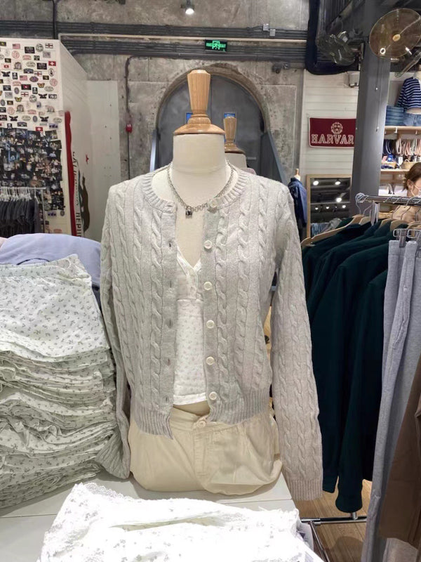 Einreihiger Damen-Strickcardigan mit Retro-Twist