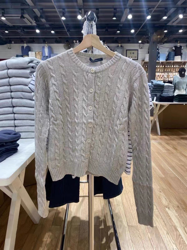 Einreihiger Damen-Strickcardigan mit Retro-Twist