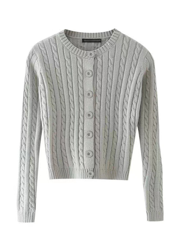 Einreihiger Damen-Strickcardigan mit Retro-Twist