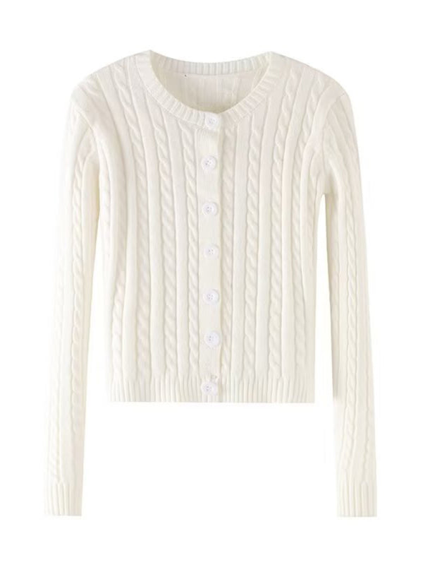 Einreihiger Damen-Strickcardigan mit Retro-Twist