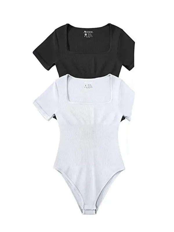 Black and white square collar bodysuits