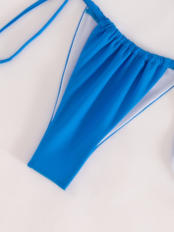 Nouveau Maillot de bain fendu de couleur unie bustier tubulaire bikini sexy