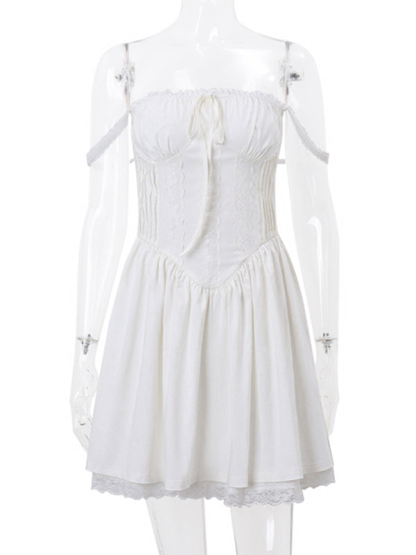 Robe plissée à lacets style resort