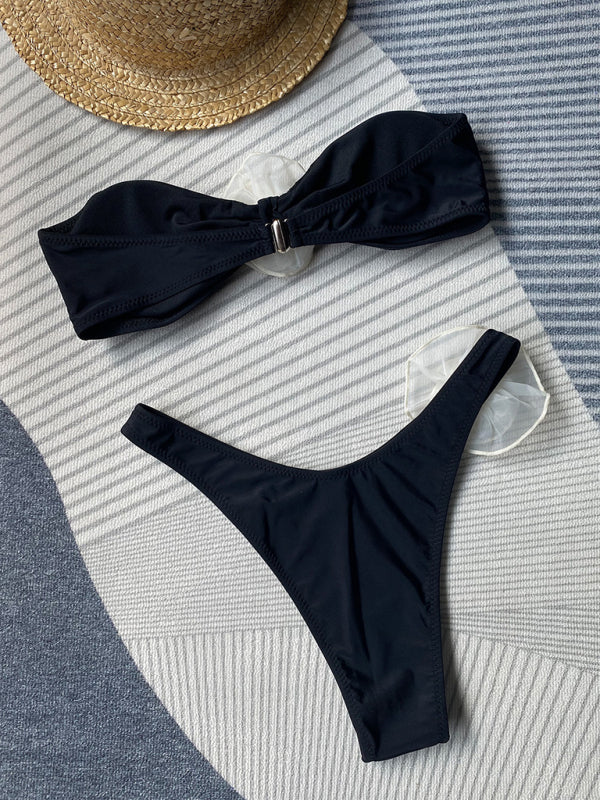 Nouveau bustier tubulaire sexy tridimensionnel fleur fendu maillot de bain pour femme bikini