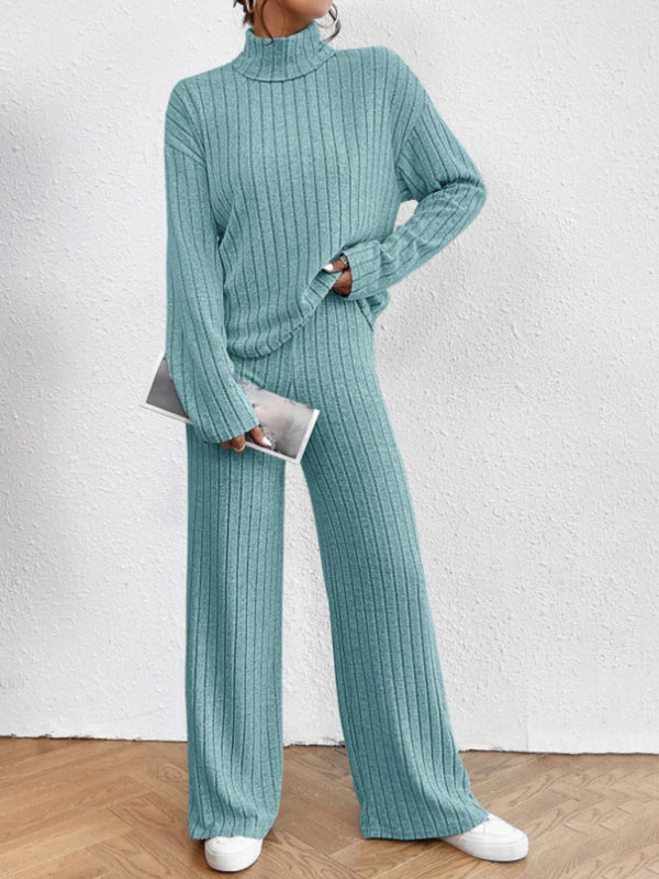 Casual high collar knitted long sleeve women&