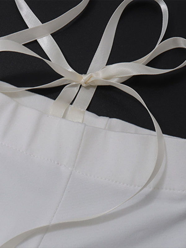 Neues, sexy, einschultriges, schnürbares, schmal geschnittenes, vielseitiges Langarm-Top für Damen