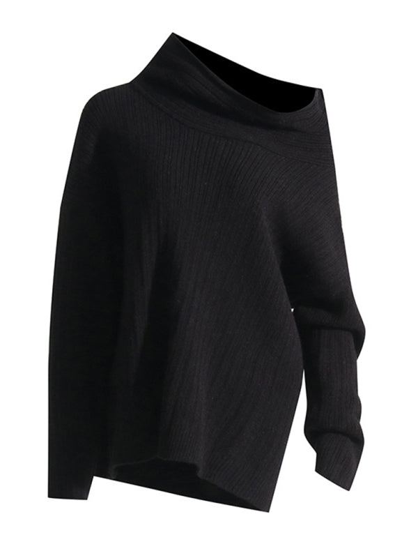 Pull tricoté ample à manches longues, nouveau style, col une ligne, pull sexy et décontracté