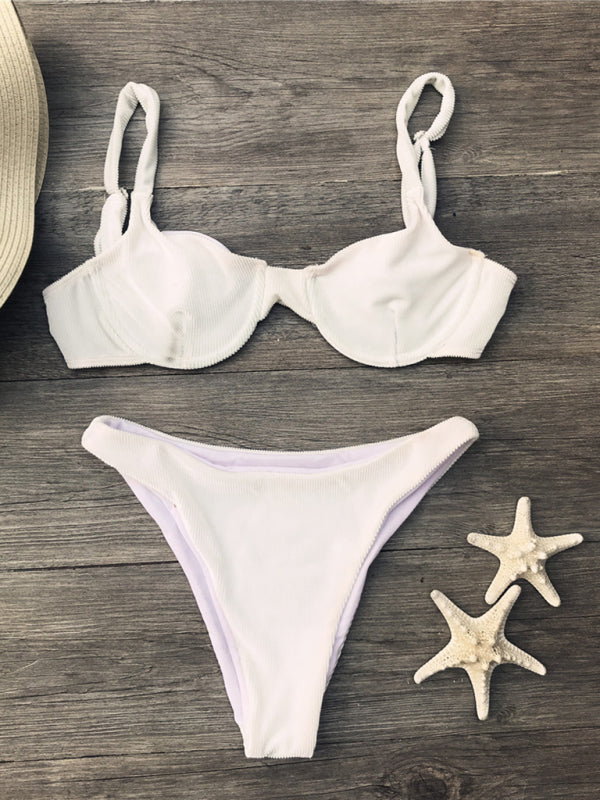Maillot de bain une pièce pour femmes, couleur unie, bikini sexy